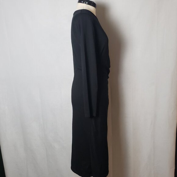 Banana Republic Soft Lux Shirred Side Sheath Midi Dress Black Ladies Size Med - Picture 4 of 13
